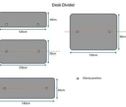 Desk divider Size