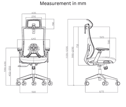 K9 Ergonomic chair dimension