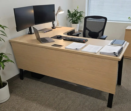L-shape desk with modesty panel