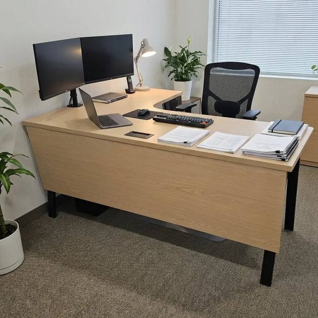 L-shape desk with modesty panel