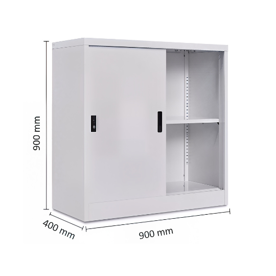 Steel Low Sliding Door Cabinet (2 Tiers)