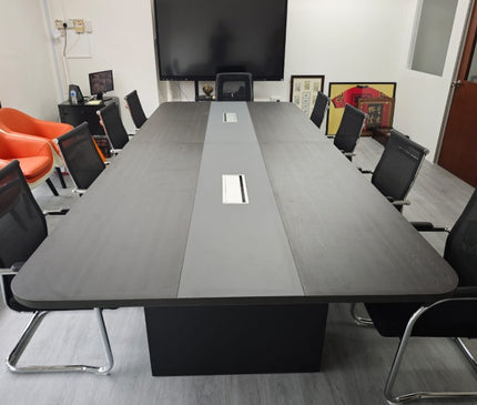 Dual-Tone Modern Conference Table with integrated cable management.