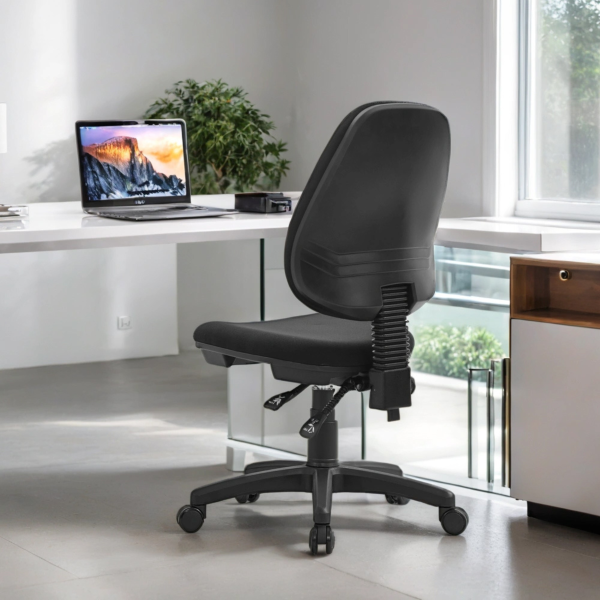 Black office chair no arms - Mydesk.sg