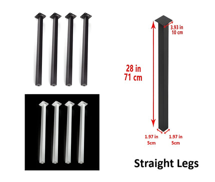 Table Straight Metal Legs dimensions 