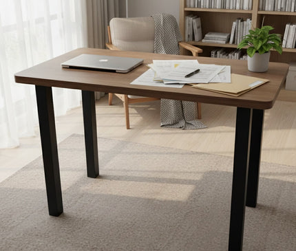 Table Straight Metal Legs in walnut tabletop