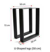 Load image into Gallery viewer, U-shape table leg dimensions

