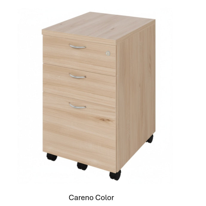 Wooden file cabinet with three drawers on wheels, Careno color