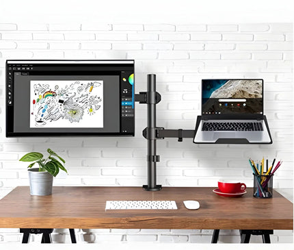 MG Dual Monitor Arm With Laptop Tray - MyDesk.SG