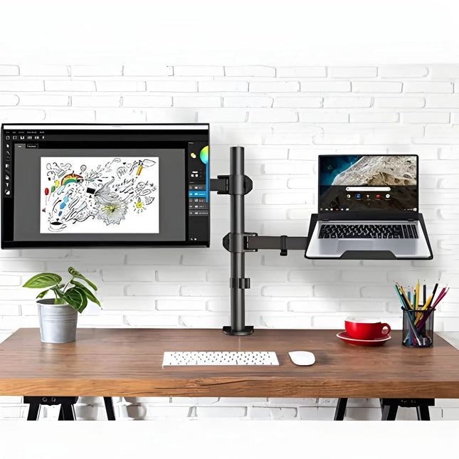 MG Dual Monitor Arm With Laptop Tray - MyDesk.SG
