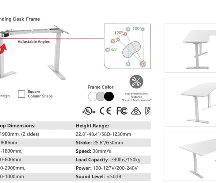 NOVA Triple Motor Electric Standing Frame (3 Legs) - MyDesk.SG