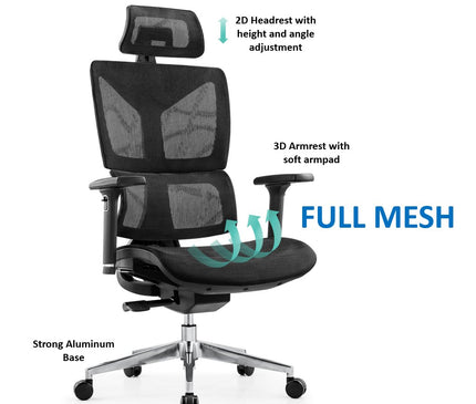 Roma - Full Mesh Ergonomic Chair - MyDesk.SG