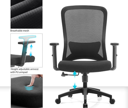 Sammy Mid - Back Office Staff Mesh Chair - MyDesk.SG