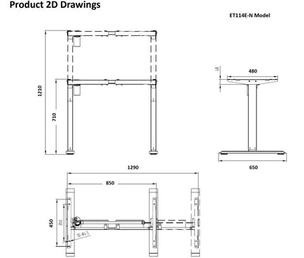 Single Motor Height Adjustable Frame - MyDesk.SG