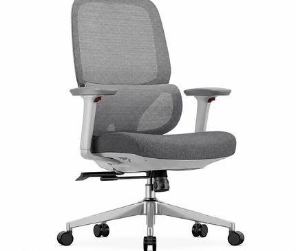 White frame Grey seat ergonomic chair