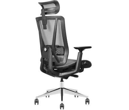 Full Mesh Ergonomic office chair Singapore in grey color with adjustable armrest and lumbar support.