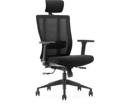 Black office chair with mesh backrest 