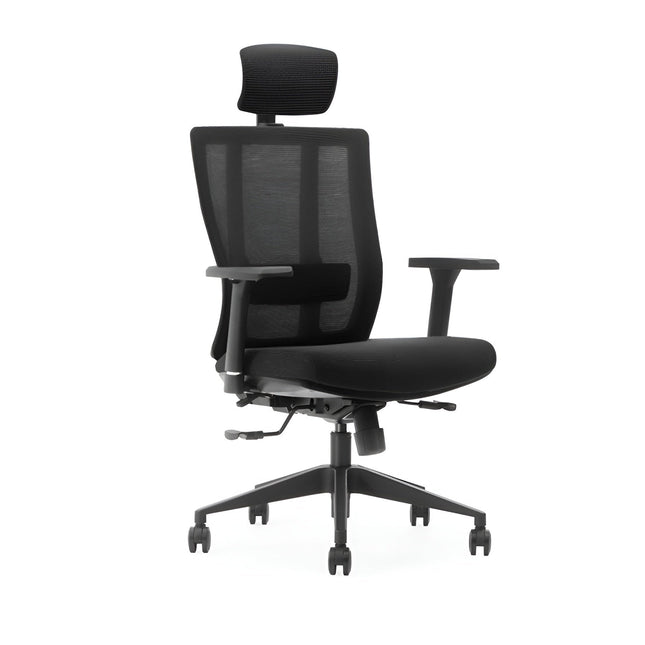 Black office chair with mesh backrest 