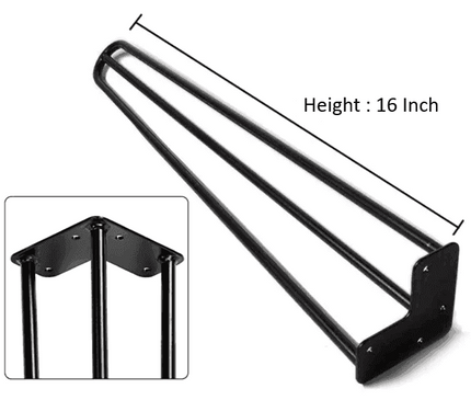 16" Black Hairpin Legs - Set of 4 Legs - MyDesk.SG