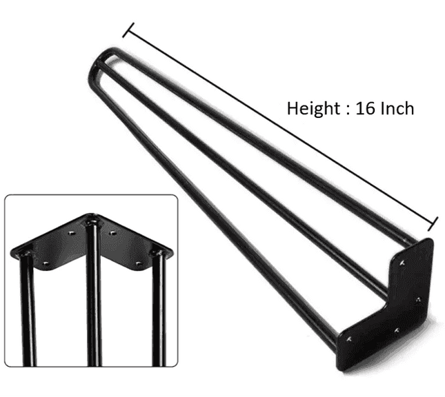 16" Black Hairpin Legs - Set of 4 Legs - MyDesk.SG