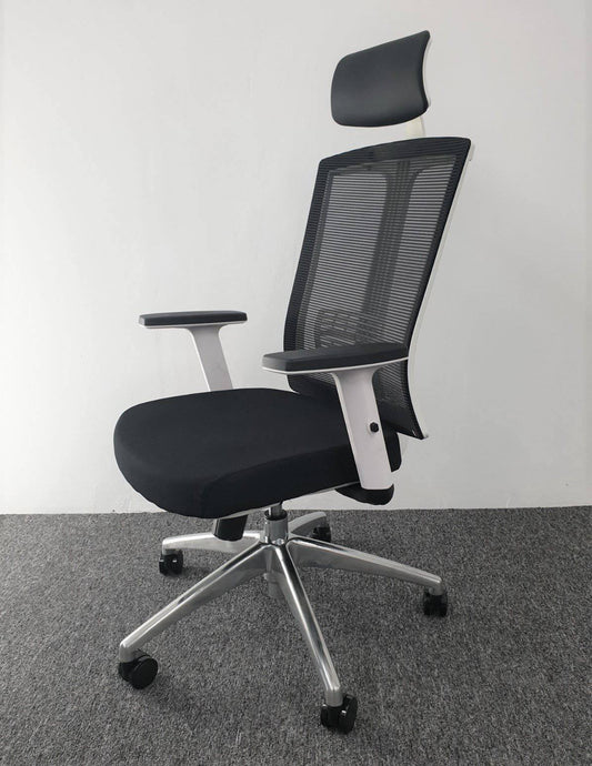 KW34H Stylish White Frame Executive Chair - MyDesk.SG