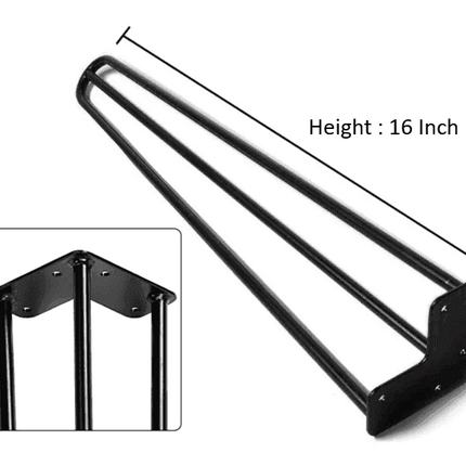 16" Black Hairpin Legs - Set of 4 Legs - MyDesk.SG