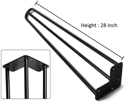 28" Black Hairpin Legs - Set of 4 Legs - MyDesk.SG